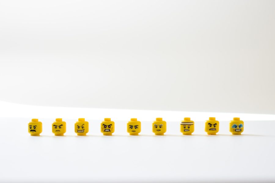 Lego heads with a range of expressions