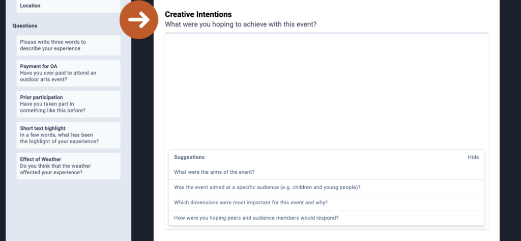 Screenshot of 'Creative intentions' section