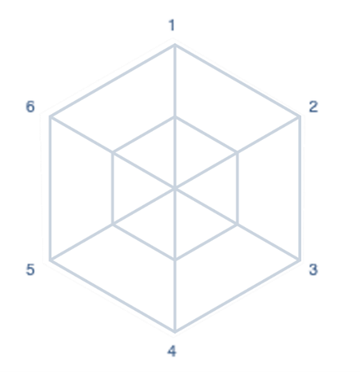 Radar chart with two rings and six axes