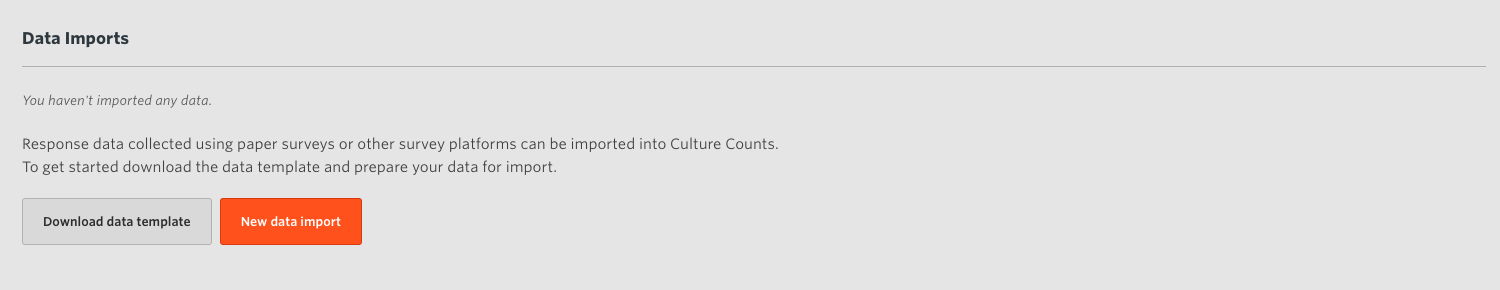 Screenshot of 'Data Imports' section of the Culture Counts platform