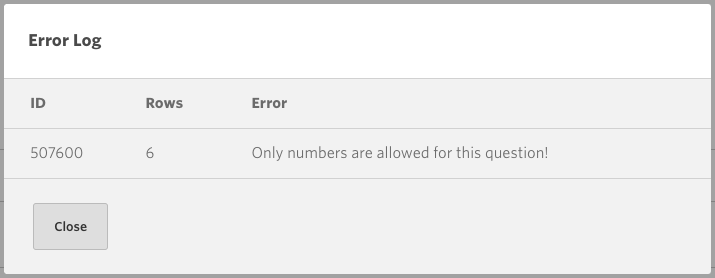 Screenshot of an 'error log'