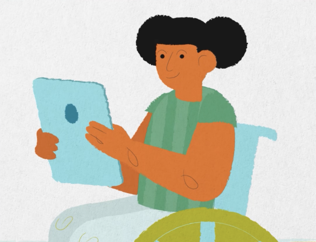 Illustration of person with a tablet