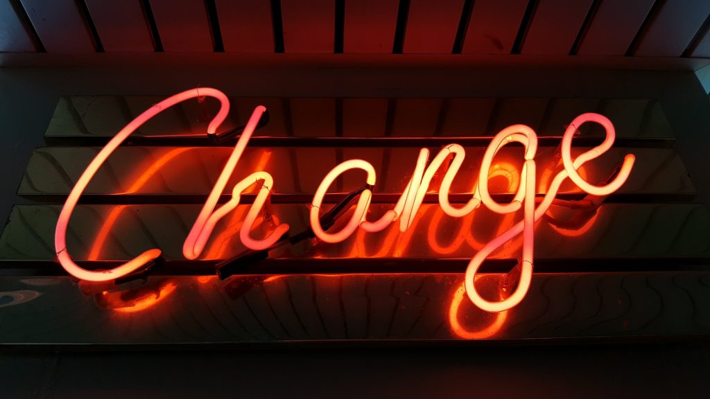 Neon lights of the word 'Change'