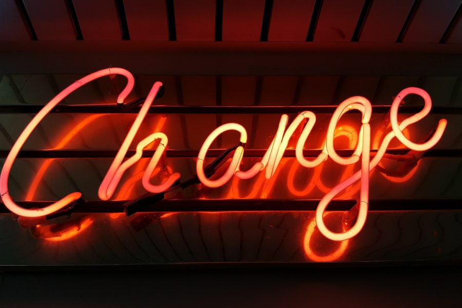 Neon lights of the word 'Change'