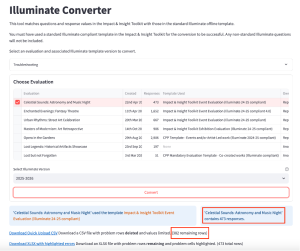 Screenshot showing the Illuminate Converter after the conversion has taken place