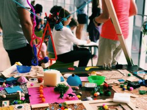 A colourful craft workshop in a museum