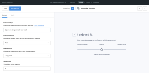 Screenshot of a dimension within the Design page of a Culture Counts evaluation, displaying the option to edit 'Subject type'.