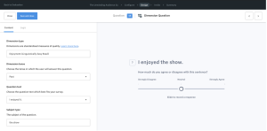 Screenshot of a dimension within the Design page of a Culture Counts evaluation, with the 'Subject type' edited.