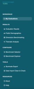 Screenshot showing the different pages within the Reporting Dashboard